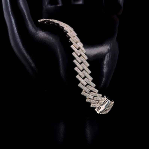 Bracelet à maillons Iced Out de luxe, style Hip Hop, effet diamant, en argent, bijou de déclaration, cadeau - Product Image 3