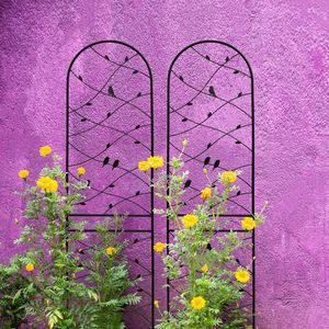 Paquete de 2 Enrejados de Jardín Metálicos Negros Resistentes a la Oxidación, 86.7'' x 19.7'', Soporte para Flores de Exterior, Decoración para Pájaros, Enrejado para Plantas Trepadoras - Product Image 2