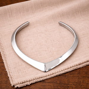 Stainless Steel Engraved Hasli <b>Choker</b> Necklace for Women <b>Silver</b> Western Floral Torque Collar Necklace Fashion Jewelry - Product Image 2