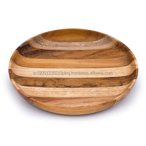 จานจานไม้มะม่วงทำจากอะคาเซียขัดเงาเป็นมิตรกับสิ่งแวดล้อมเครื่องใช้บนโต๊ะอาหารและอุปกรณ์รับประทานอาหารสำหรับงานปาร์ตี้ที่ชาร์จแกะสลัก - Product Image 4