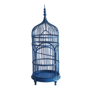 Jaula para Pájaros de Hierro Azul, Forma Redonda, Jaula Resistente para Mascotas de Interior con Base Decorativa, Jaula de Alambre para Pájaros en Oferta - Product Image 1