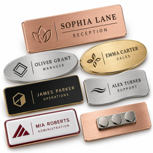 Magnetic <b>Name</b> Badge Custom Metal Employee Staff <b>Name</b> <b>Tag</b> with Logo OEM Manufacturer - Product Image 1
