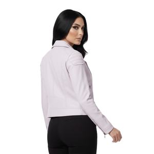 Modern Lavender Leather Biker Jacket <b>Women</b> Daily Fashion Custom Design Bulk Wholesale Factory Price Genuine Motorbike Style Gear - Product Image 1