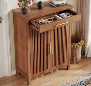 Meuble à chaussures moderne en bois, style grange, avec porte rabattable, durable, écologique et peu encombrant, pour salon - Product Image 5