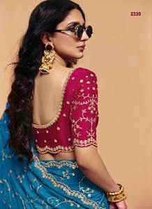 Sari de Seda Suave con Bordado Exclusivo, Diseño Indio de Alta Calidad para Bodas, Venta Global - Product Image 3