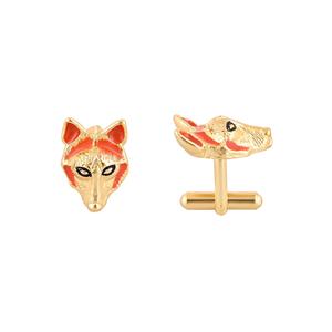 Mancuernillas de Lujo con Diseño de Zorro Chapadas en Oro para Hombre, Esmalte Naranja, Accesorios Formales para Camisa, Regalo de Boda o Negocios, Mancuernillas de Diseñador - Product Image 3
