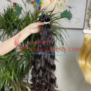 Trama ondulada natural dibujada doble de alta calidad, cabello humano de Vietnam, cabello vietnamita crudo, paquete ondulado de cabello camboyano crudo - Product Image 4