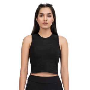 <b>Women's</b> <b>Black</b> Red Aura 2-in-1 <b>Crop</b> <b>Top</b> Sleeveless Fitted Tank <b>Top</b> Casual Athletic Activewear Fashion Sports <b>Top</b> - Product Image 1