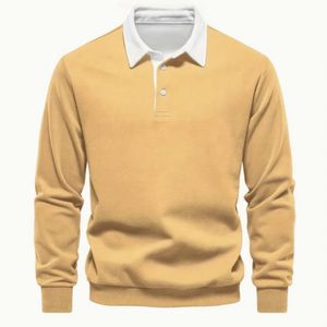 Polo à manches longues pour homme, tissu riche en coton, fournisseur de vêtements de mode. - Product Image 5