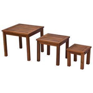 Tavolini da Esterno in Legno di Acacia - Set Multifunzionale per Patio - Product Image 1