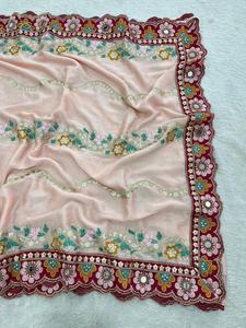 Sari indien ethnique de créateur, orné de paillettes, pour toutes les occasions spéciales et les événements, tenue tendance pour femmes. - Product Image 4