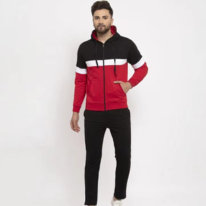 Chándal Deportivo para Hombre en Rojo y Negro con Bloques de Color, Chaqueta con Cremallera de Manga Larga y Bolsillos Laterales, Estilo Deportivo para Otoño - Product Image 2