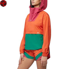 Ensemble short coupe-vent color block pour femme, léger, séchage rapide, tenue athlétique deux pièces pour la course à pied - Product Image 2