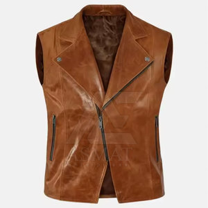 Chaleco de Motocicleta para Hombre, Precio al por Mayor, Cuero Genuino, Fabricante OEM, Equipo de Alta Calidad para Motociclistas - Product Image 3