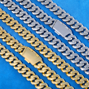 Bracelet de luxe en moissanite à maillons cubains glacés, fermoir boîte dissimulé, certifié GRA, coupe ronde, or blanc et or jaune - Product Image 4