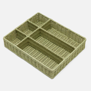 Plateau à couverts élégant en rotin, plateaux compartimentés, meilleur prix, organiseur tressé pour ranger les ustensiles - Product Image 2