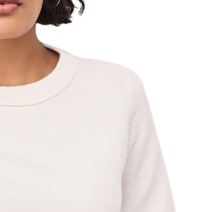 Pull en maille écru super doux et ample à manches courtes pour femme, col rond, décontracté, avec poignets et ourlet côtelés, pour le quotidien - Product Image 3