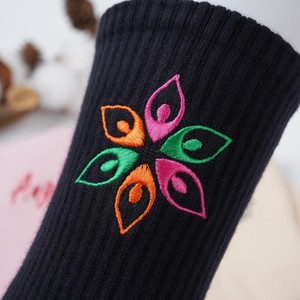 New Custom Design Printed Crew <b>Socks</b> Men's Cotton Breathable Daily Wear Hand Embroidery Logo on Cuff Spring Style - Product Image 6