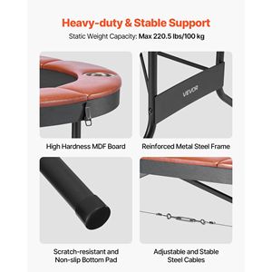 Table de poker pliable pour 8 joueurs, 72 pouces, avec rails rembourrés et porte-gobelets, table de jeu ovale portable pour la maison ou le casino - Product Image 6