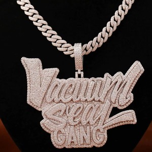 Unique Custom 925 Sterling Silver Rose Gold Plated Hip Hop Style Moissanite Letter <b>Name</b> Pendant Iced Out Two Tone Letter Pendant - Product Image 4