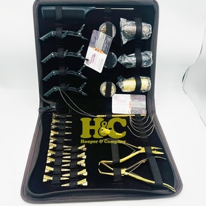 New Gold Hair Extension Tools Kit With Private Logo <b>Brown</b> Case plier Stainless Steel Hair Extension Tools Scissors <b>Tape</b> Pliers - Product Image 2