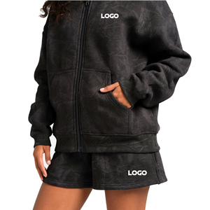 Nuevo Conjunto Deportivo 2026 con Diseño de Leopardo del Desierto para Mujer, Sudadera con Capucha y Pantalones Cortos, Conjunto de Sudadera de Algodón y Felpa, Conjuntos Deportivos con Logotipo Personalizado para Mujer - Product Image 6