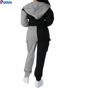 Top Quality Hot Selling Women Reversible Color Blocking Hooded Tracksuit Full Sleeve Cargo Joggers Loose Fit Elastic Waist 2Pcs - Product Image 2