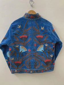 Hot Selling Women Suzani Embroidered Velvet Jacket Handmade Boho Floral Short <b>Coat</b> Festival Wear Designer Jacket - Product Image 3
