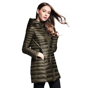 Chaqueta Acolchada con Capucha para Mujer, Chaqueta de Invierno de Manga Larga con Cierre de Cremallera, Color Sólido, Relleno de Poliéster - Product Image 5
