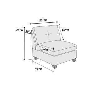 Sedia Modulare Senza Braccioli in Tessuto Chenille Grigio con Comodo Cuscino per Soggiorno - Product Image 2