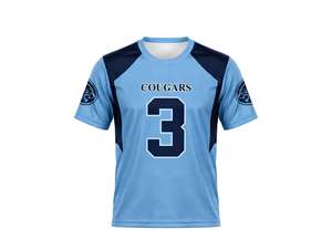 Wholesale High Performance Athletic Wear Lightweight Quick Dry Short Sleeve Training Shirt Custom Team Jersey Light Blue <b>Navy</b> - Product Image 1