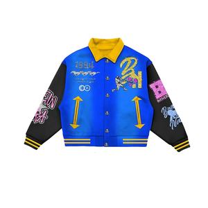 Custom Men's Winter Fleece College Jackets with Rhinestone Embroidery Silk Letter Design Varsity Baseball Style Zipper Closure - Product Image 2