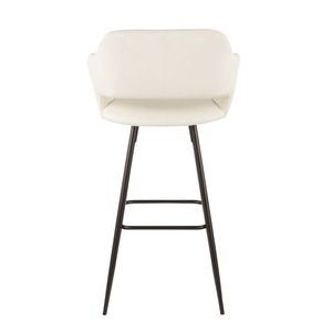 Set di 2 Sgabelli da Bar Contemporanei Margarite in Metallo Nero e Ecopelle Crema Design Moderno - Product Image 5
