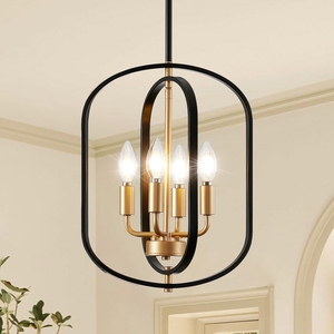 <b>Modern</b> Gold <b>Black</b> Lantern Chandelier Contemporary Metal Hanging Pendant <b>Light</b> Luxury Geometric <b>Ceiling</b> Lamp - Product Image 4