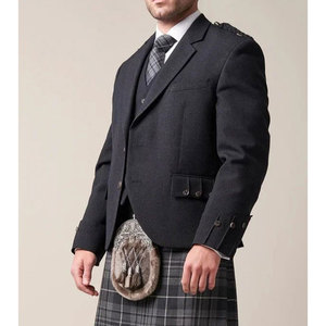 Veste en laine gris anthracite écossaise la plus vendue, veste argyle, veste kilt et gilet, tenue traditionnelle écossaise - Product Image 3