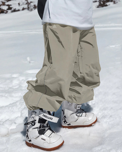Pantalon de ski imperméable pour homme, beige, polyester, nylon, pantalon de snowboard, fermeture à cordon, Gore-Tex, isolé, vêtements d'extérieur - Product Image 1