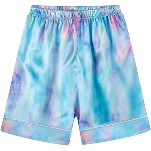 Conjunto de Pijama de Satén Tie Dye para Mujer, Manga Corta, Botones al Frente, Ropa de Dormir Informal de Verano, Pantalones Cortos de Talle Medio, Conjunto de 2 Piezas - Product Image 4