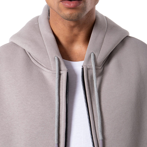 Sudadera con Capucha y Cremallera para Hombre, Color Sólido, Algodón y Felpa, Estilo Casual para Otoño, Corte Regular, Tejido de Punto - Product Image 2