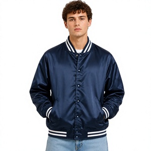 Mens Custom Satin Varsity Bomber Jacket Wholesale College Letterman Jacket Team Logo <b>Patch</b> Embroidery Streetwear Brand Suppliers - Product Image 3