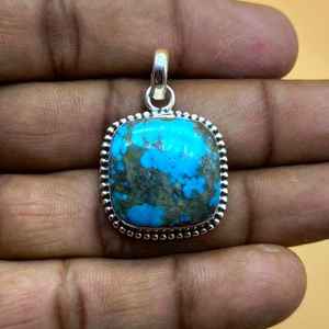 High Quality 925 Sterling <b>Silver</b> Handmade <b>Pendant</b> Natural Mohave Turquoise Gemstone Fine Rope <b>Necklace</b> for Wedding Gift Factory - Product Image 4