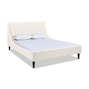Set Letto Moderno Queen Aspen con Testiera Trapuntata Bianco Nuvola, Letti Imbottiti in Velluto Performance - Product Image 4