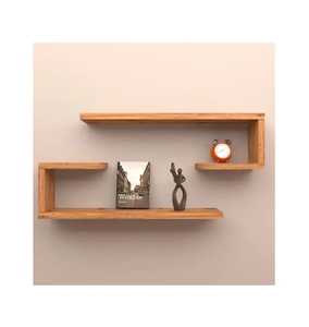 Cross Intersecting <b>Wall</b> Mounted Corner Shelf Dark Brown Wooden <b>Floating</b> Shelf <b>Unit</b> Modern Geometric Storage Bookshelf - Product Image 3