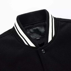 High Quality Long Sleeve Baseball <b>Jacket</b> Solid Color Black and <b>White</b> With Custom Logo Design Pocket Man <b>jacket</b> for men patchwork - Product Image 4