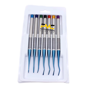 Juego de 7 piezas de instrumentos de extracción de conductos radiculares dentales, hechos de titanio, para procedimientos precisos. - Product Image 6