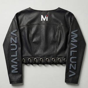 MALUZA INDUSTRIES Crop Top Streetwear Premium pour Femmes, Tissu Enduit, Manches à Imprimé Gonflé, Mode Urbaine Europe USA - Product Image 5