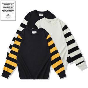 Camiseta Personalizada de Manga Larga a Rayas para Hombre, Cuello Redondo, Algodón, Estilo Casual Urbano, Fabricante OEM ODM, Venta al Por Mayor - Product Image 6