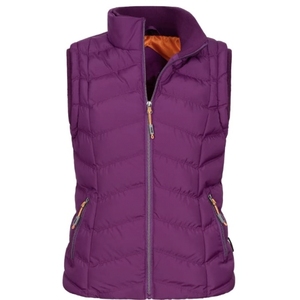 Gilet matelassé violet pour femme, sans manches, fermeture éclair, léger, couleur unie, tissu tissé - Product Image 1