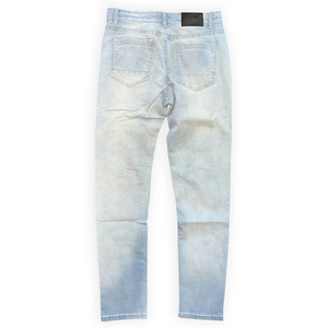 Jeans de Mezclilla Azul Claro, Corte Slim Fit, Desgastados, Cintura Media, Estilo Casual, Pierna Recta, Algodón, para Hombre, Estilo Verano - Product Image 2