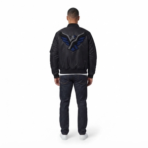 Chaqueta Bomber MA-1 Negra para Hombre, al por Mayor, 150GSM, Nailon Resistente al Agua, Transpirable, Reversible, con Parche de Chenilla, Ropa de Calle - Product Image 2
