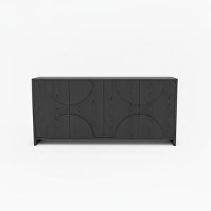 Aparador de Madera Moderno Semicircular con Panel de Media Luna, Mueble de Almacenamiento de Madera con Panel de Arco de 4 Puertas, Diseño de Arco Moderno - Product Image 3